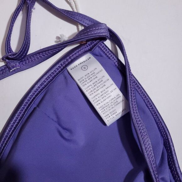 Good American Support Bikini Top Purple Lilac Shine Size 3 Large String Triangle - Picture 6 of 9